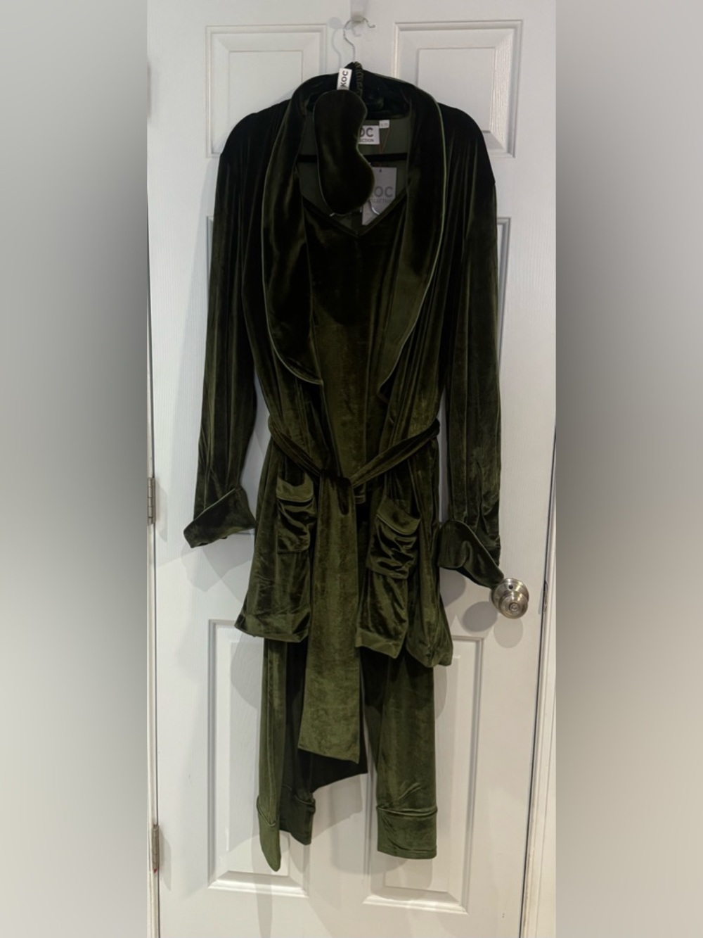 KOC Collection Green Suede 4 Piece Robe And Pajama Set -